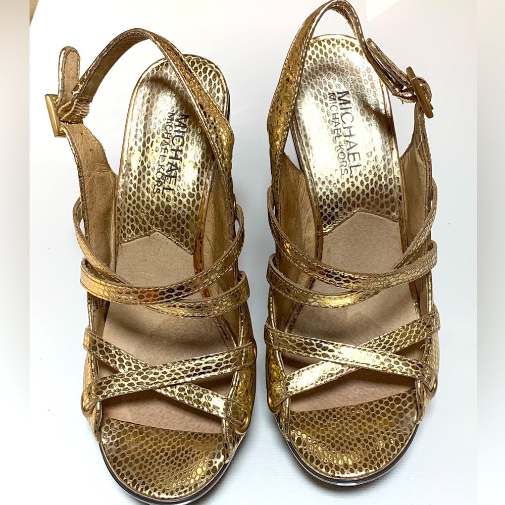 MICHAEL KORS Gold Leather Heels
